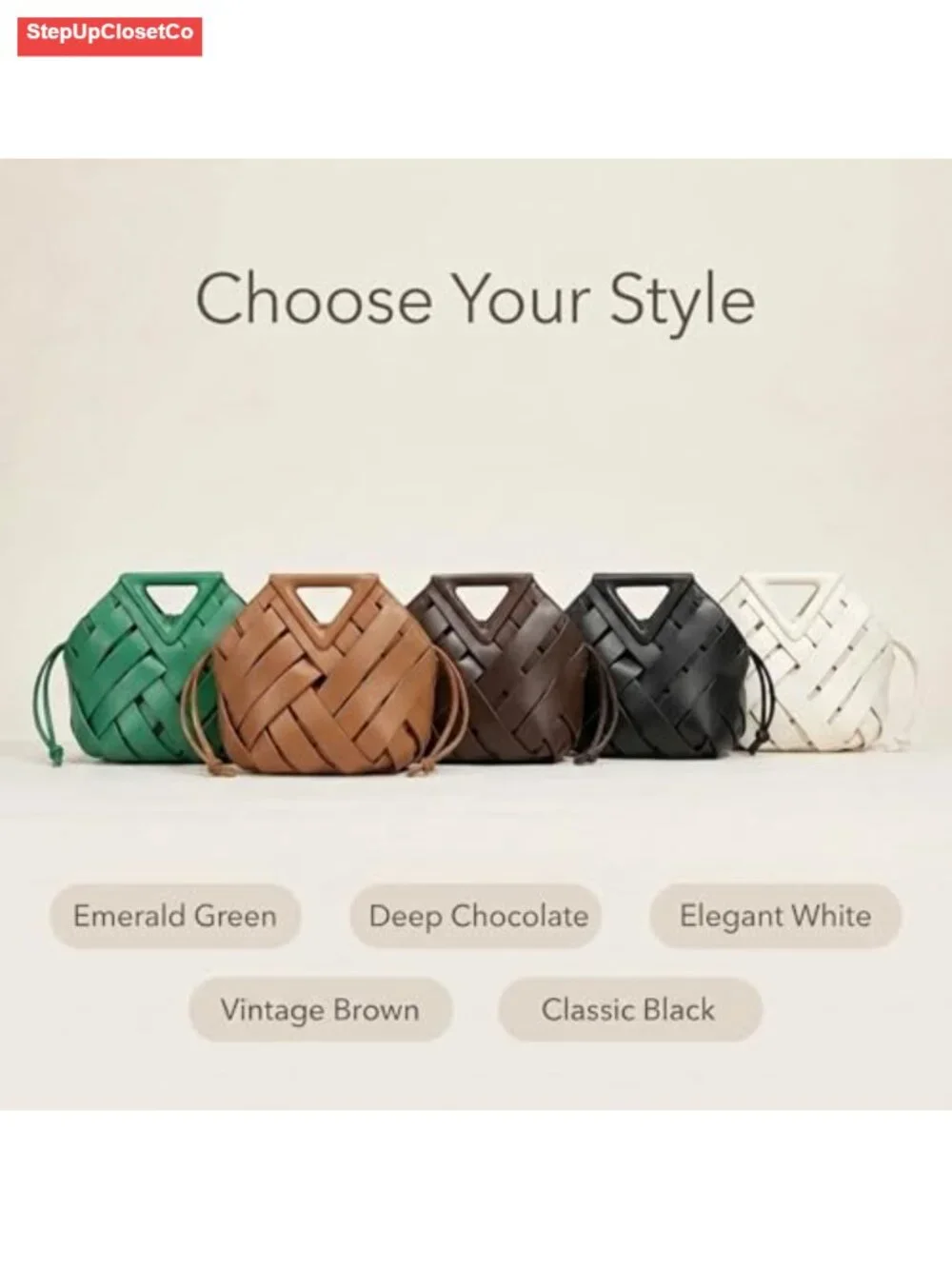 Woven Bucket Bag for Women Retro Vegan Leather Crossbody Shoulder Hobo Purse